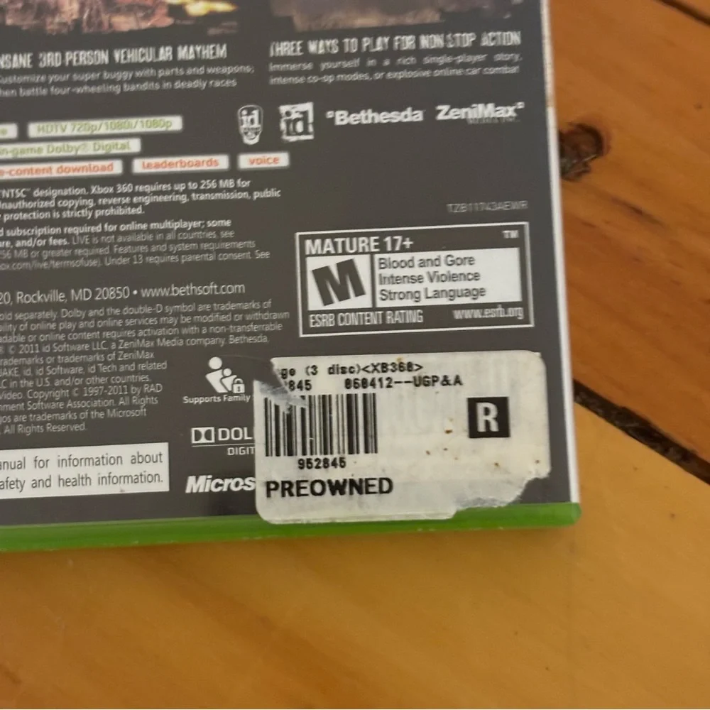 RAGE Anarchy Edition Xbox 360 Complete 3 Disc Set